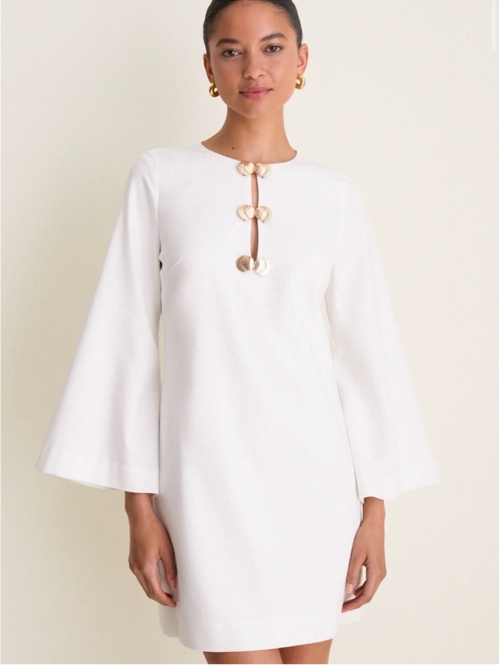 HYACINTH HOUSE etta mini caftan shell hardware linen blend tuckernuck size XS